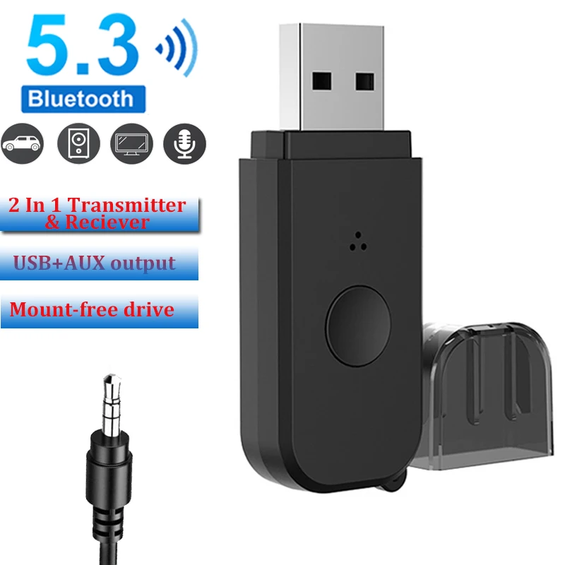 Usb bluetooth 5 3 adapter transmitter 2 in 1 bluetooth adapter 3 5mm
