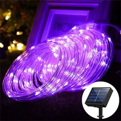 Outdoor Waterproof LED Solar String Lights - Decorative Rope Tube Lamp - 5M 50LED - Solar (Purple)