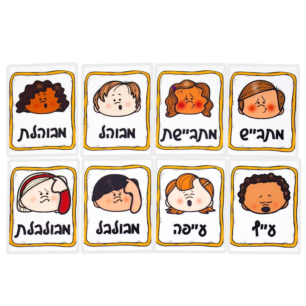 Hebrew Alphabet Boys/Girls Mood/Feeling Phonics Cards Baby Preschool Montessori Learning Early Educational Flashcards For Kids 3