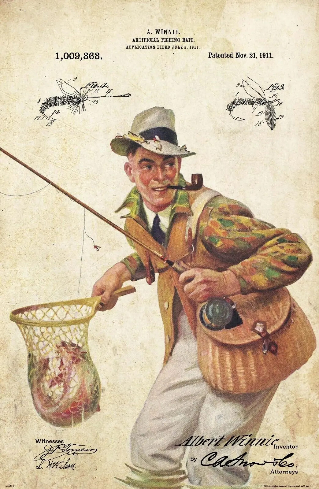 

Vintage Fly Fishing Lures Art Film Print Silk Poster Home Wall Decor