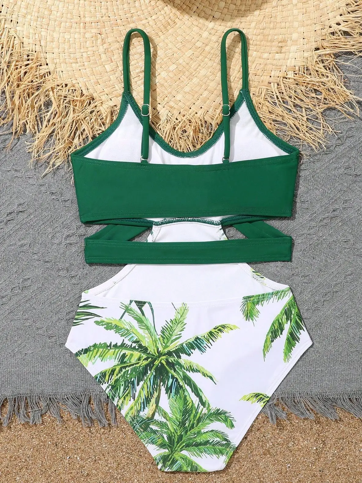 2025 인쇄 된 여자 수영복 원피스 그린 키즈 수영복 여성 어린이 Bathers 수영복 수영 수영복 Beachwear