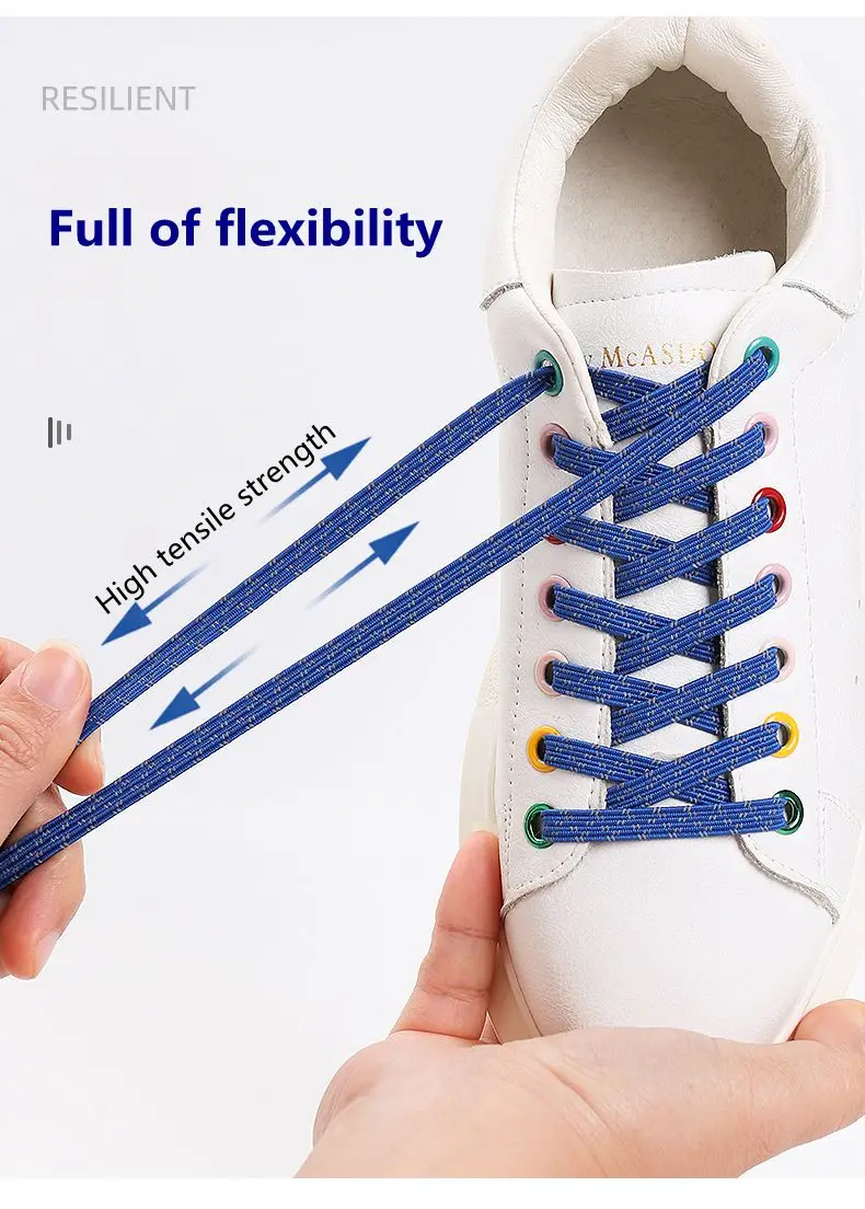 1 paar Reflektierende Elastische Schnürsenkel Turnschuhe Schnürsenkel für Turnschuhe Kinder Erwachsene Schnelle Ohne Krawatte Flache Gummibänder Luminous Schnürsenkel – Detail 10