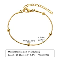 Non Tarnish Stainless Steel Bracelet Gold Plated Stackable for Women, Thin Herringbone Chain Bracelet Waterproof Jewelry Gift