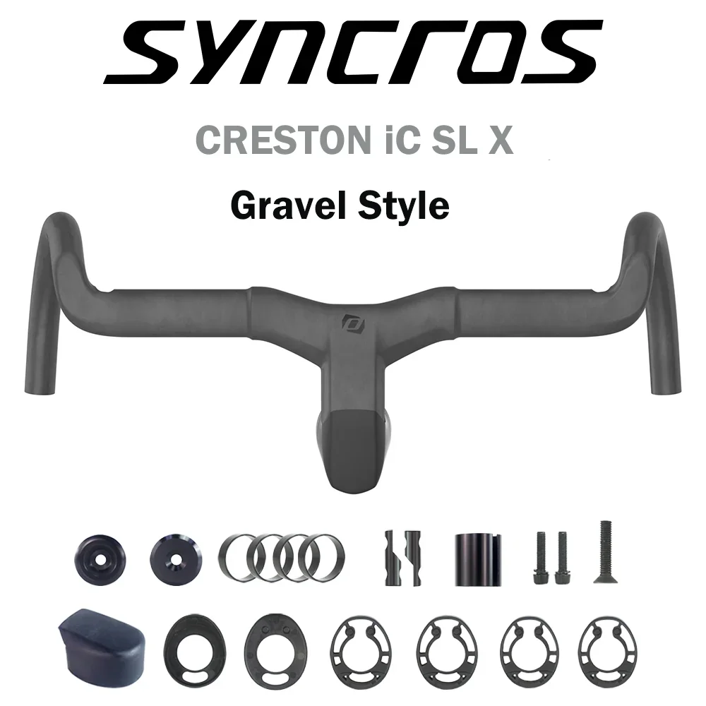Syncros Gravel Handlebar Creston IC Sl x Full Internal Cable Routing Road Handlebar T1000 Carbon Integrated Gravel Cockpit Di2 bicycle handlebar