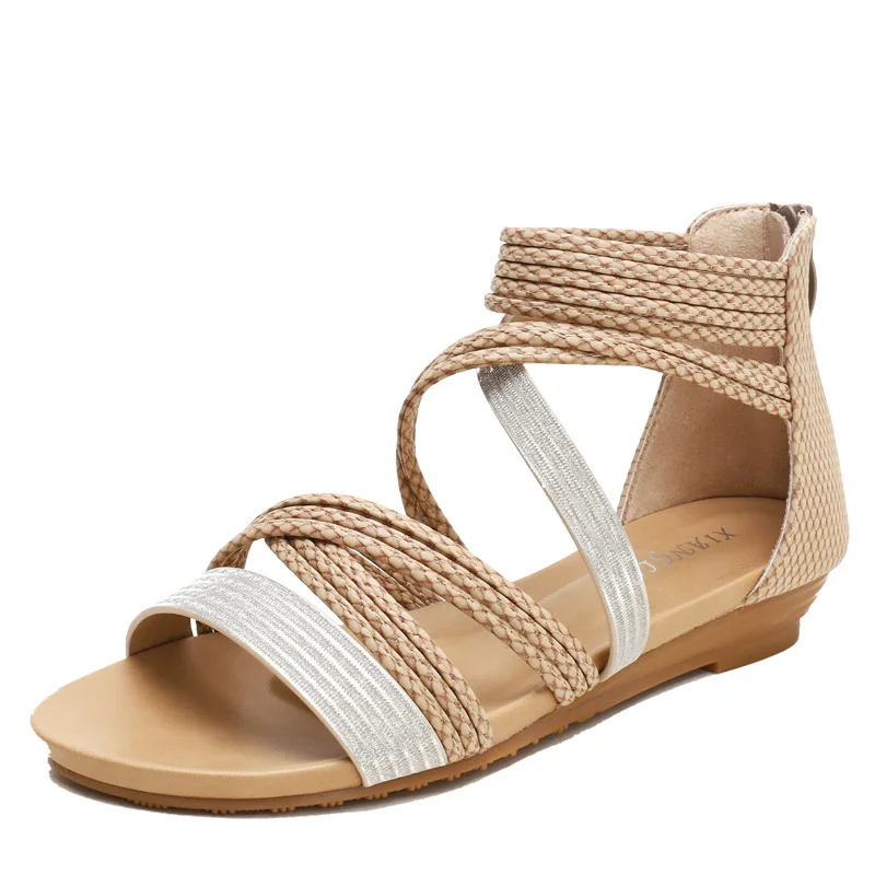 Sandals Woman Summer 2022 Open Toe Espadrilles Flat Comfortable Bohemia Roman Beach Fashion Narrow Band Shoes |