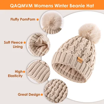 Alternative view of Womens Winter Beanie Hat Touchscreen Gloves Long Neck Scarf Set Warm Knit Caps