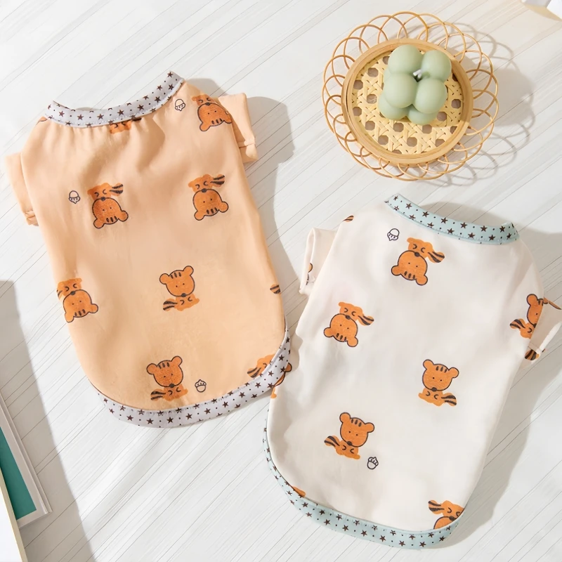 

Spring summer pet two leg clothes cute carton printed round neck Tshirt thin breathable small dog cat clothing roupa pet costume