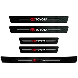 Carbon Fiber Car Door Sill Scuff Plate Decor with Tire Valve Stickers (5Pcs Car Door xTrunk)
