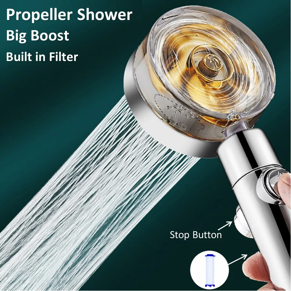 PropellerShowerHeadHighPressureWaterSavingSuperchargedTurbo