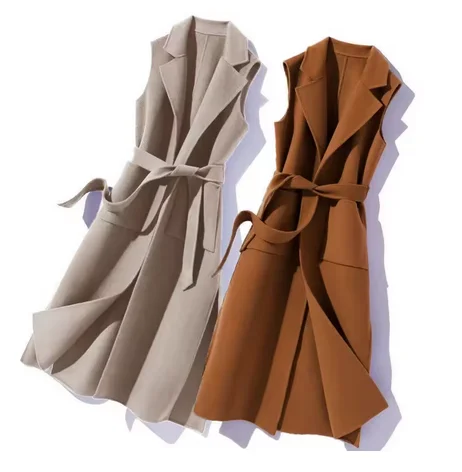 Fashionable Women's Woolen Vest Long Shoulder Jacket Stylish Suit Collar Clip-On Autumn/Winter maternity