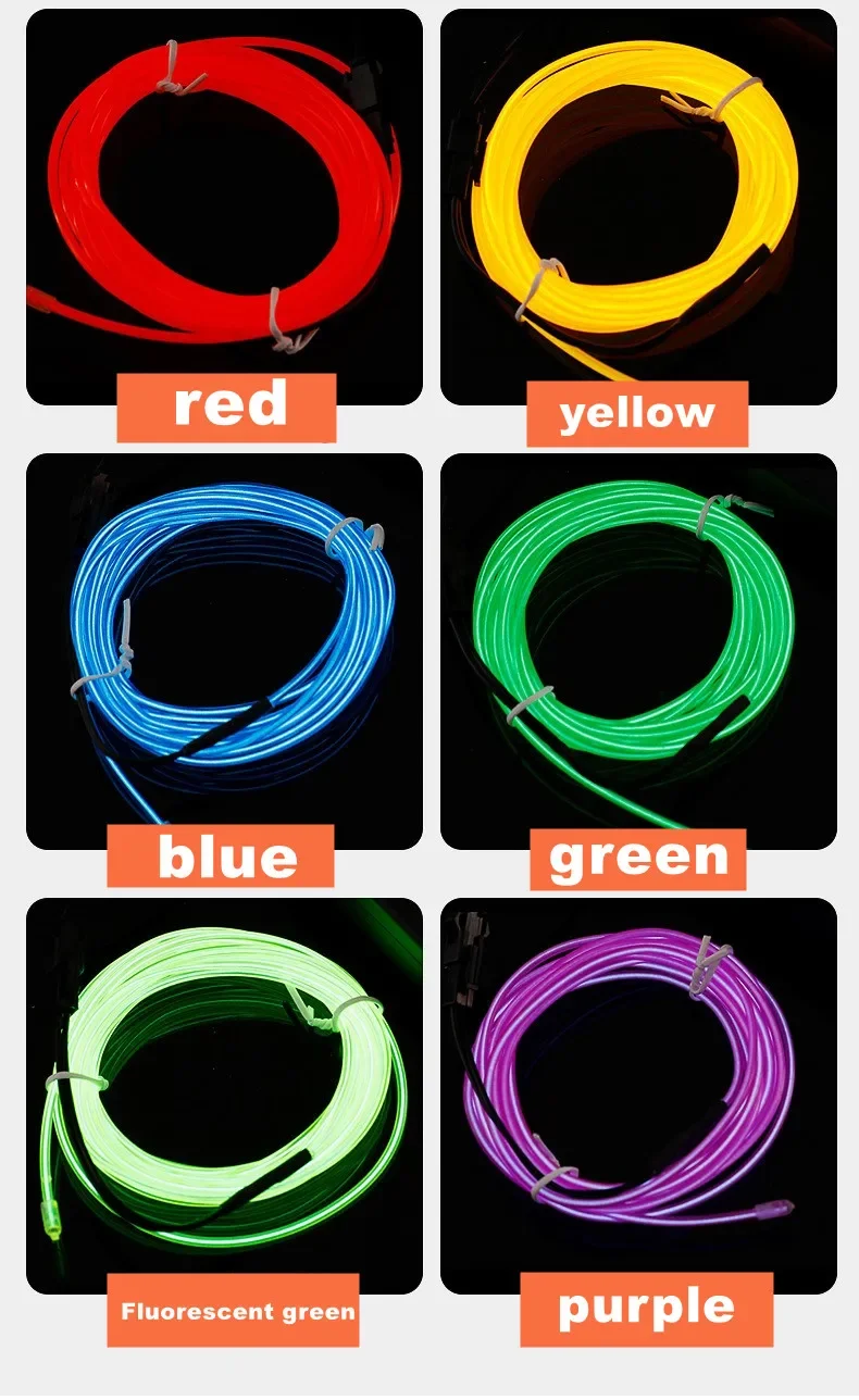 1M/2M/3M/4M/5M Flexible Neon Light EL Wire Led Neon Dance Party Atmosphere Decor Lamp RopeTube Waterproof Multicolor Led Strip