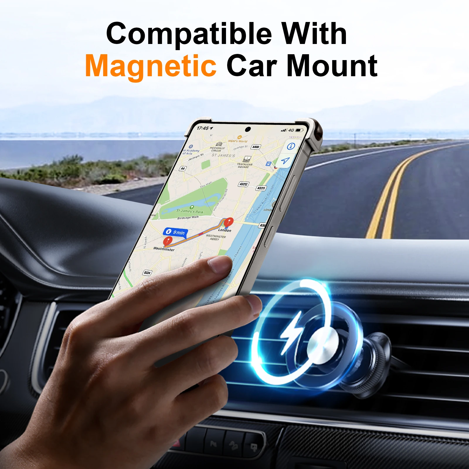 Eary Magnetic Frameless Phone Case For Samsung Galaxy S25 S24 Ultra With 360°Rotatable Stand Metal Protective Shockproof Bumper