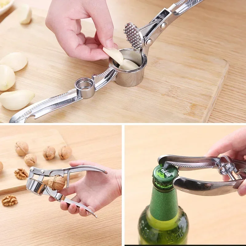 5 in 1 Garlic Press Nut Clip Bottle Opener Multifunction Manual Garlic Mincer Squeezer Handheld Kitchen Tools Kitchen Gadgets