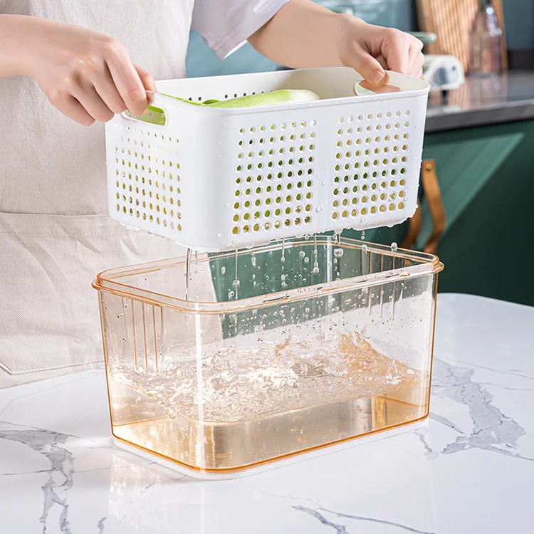 Dropship Storage Box Fridge Organizer Fresh Vegetable Fruit Boxes Drain  Basket Storage Containers Pantry Kitchen Organizer For Kitchen to Sell  Online at a Lower Price