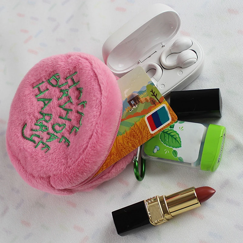 Mini Makeup Bag Coin Purse Plush Cake Bag Earphone Storage