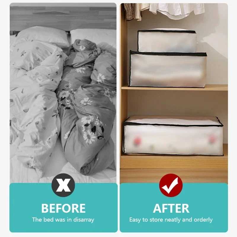 Clothes Cotton Quilt Storage Bag Large capacity transparent Quilt Organization Box PEVA Dust Proof Moving House Packaging Bag 5