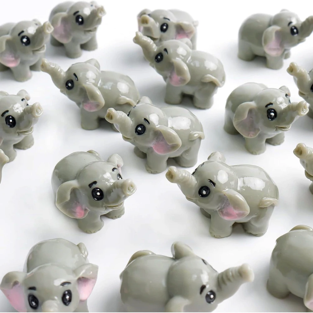 5 pezzi Mini elefante animale in miniatura, figure in resina accessori da giardino fata, Micro paesaggio casa delle bambole decorazione artigianale fai da te
