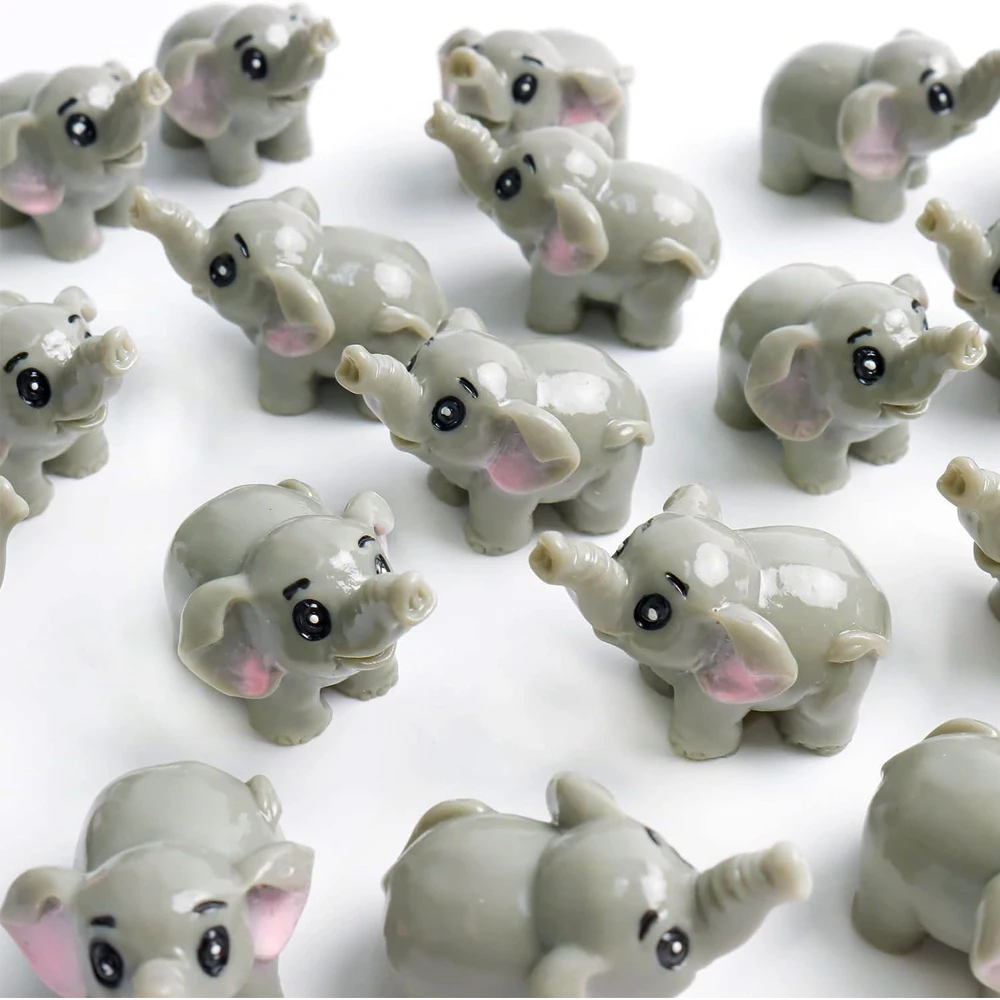 5Pcs Mini Elephant Animal Miniature, Resin Figures Fairy Garden Accessories, Micro Landscape Dollhouse DIY Craft Decoration