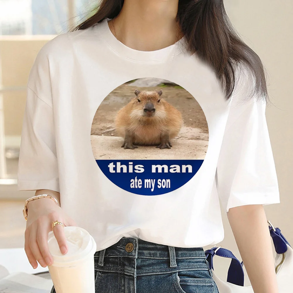 

Capybara tshirt women Y2K top female anime clothes