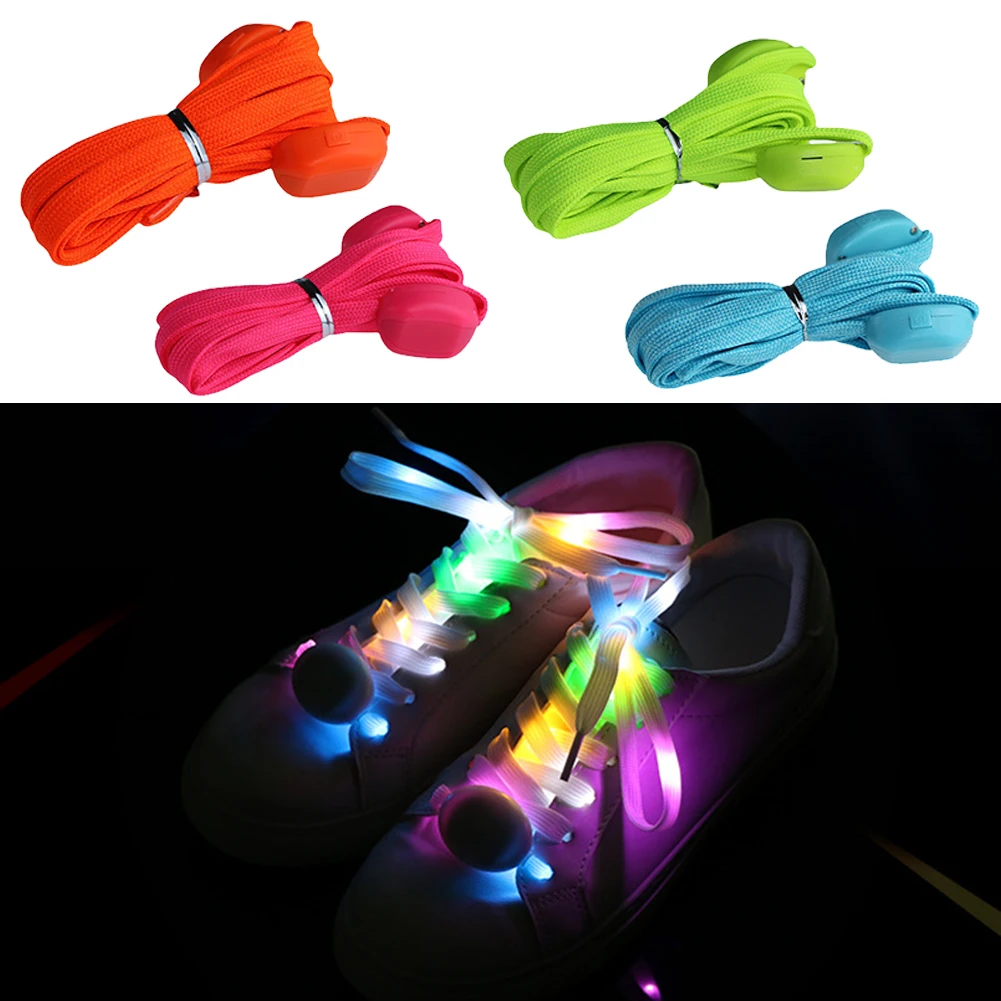 LED Shoe Laces Luminous Shoelaces Batteries Glow Shoe Strings Round ...