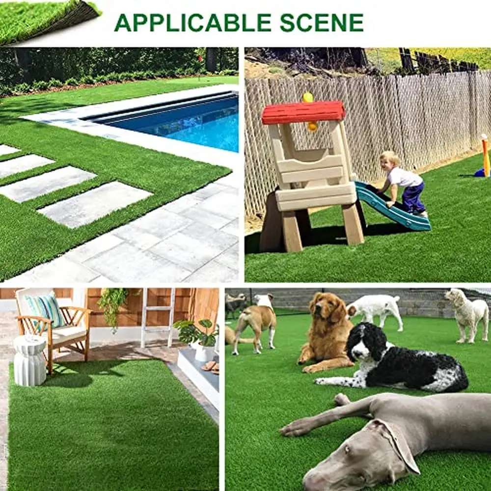 Artificial Grass Turf 6FT x 10FT 0.8" Thick Realistic Synthetic Mat Soft Astroturf Outdoor Pet Garden Child Safe 4-Tone Color