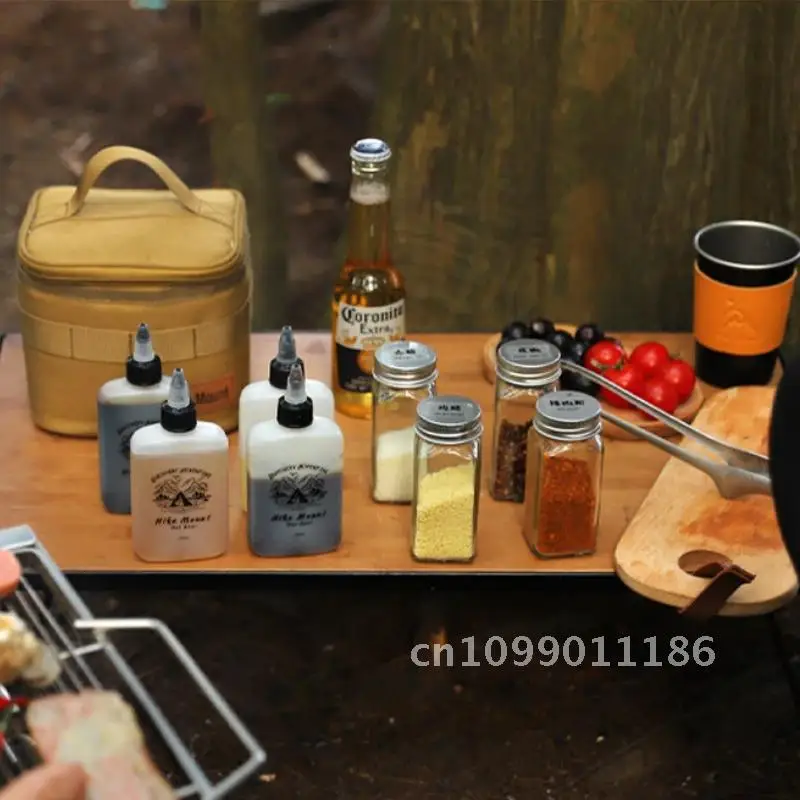 Outdoor Storage Bag Seasoning Jar Travel for Picnic Barbecue Oil Bag Storage Camping Seasoning Camping Bottle Supplies Hike Suit