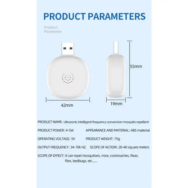 5 V Usb Electric Mosquito-Repeller Tekercs Hordozható Ultrahangos Roppantók Beltéri Kezelőszervezőkhöz Egér Pókokhoz - Image 3