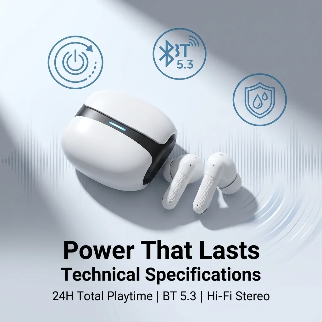Auricolari Bluetooth Wireless 5.3 TWS con Cancellazione del Rumore, Controllo Touch, per Sport e Musica, Compatti In-Ear - Image 4