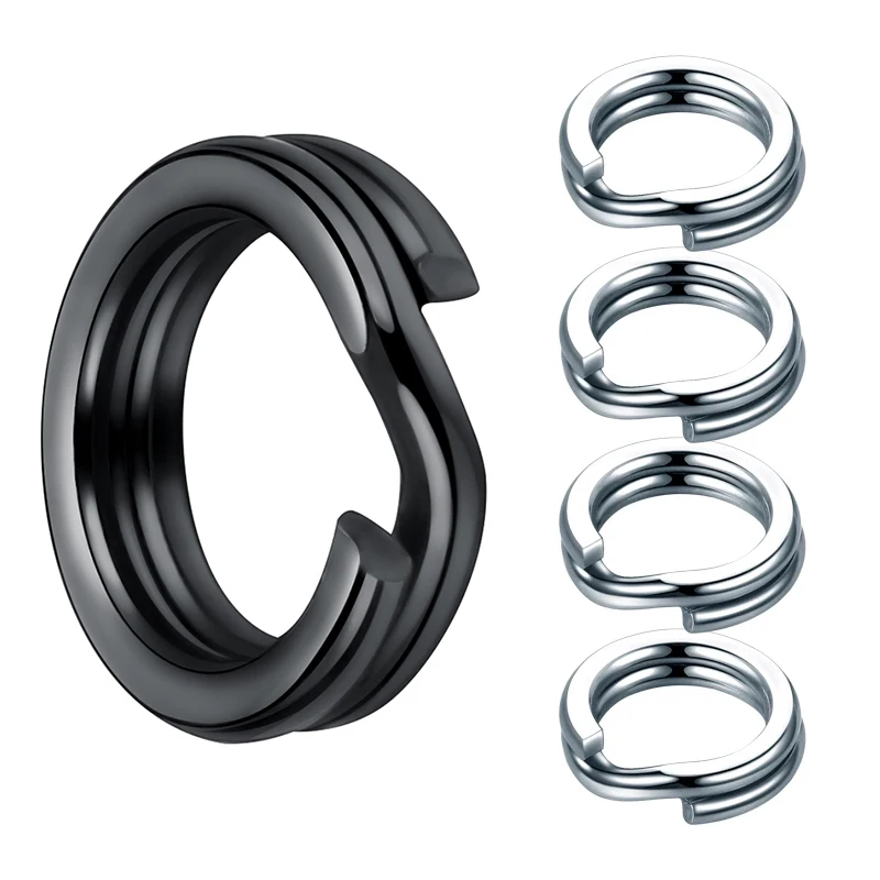 

100pcs Fishing Rings Stainless Steel Black Fishing Tackle Split Rings Double Loop for Crankbait Hard Bait Fishing Lure Pesca