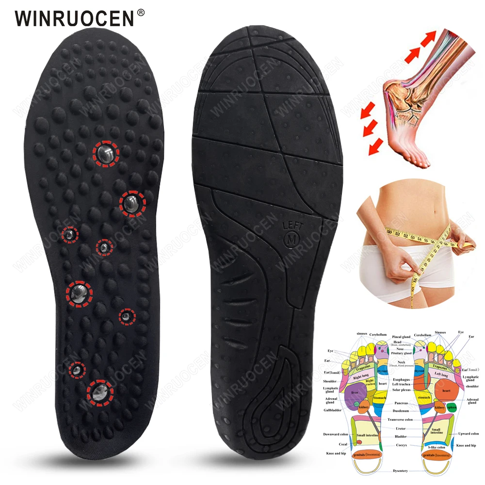 

High quality Magnetic Therapy Arch Support Massage Insoles Therapy Acupuncture Insoles Magnetic Slimming Massaging Insert Pad