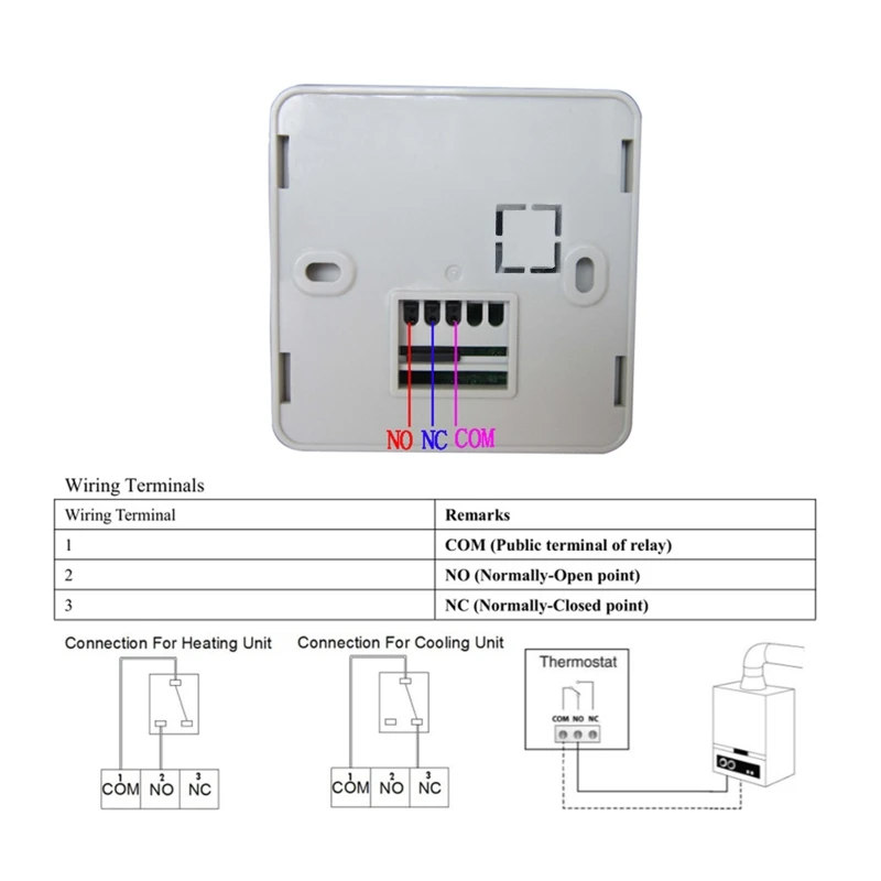 Programmable Thermostat with Backlight Wall Mount Temperature Controller Wall Mounted Fitting for Water Gas Boiler