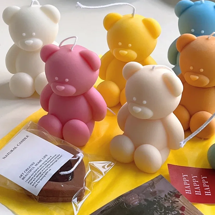 Bear Candle Silicone Mould Sitting Bear Baking Plaster Mold DIY Aromatherapy Gypsum Ornaments By Hand Mold Baking Plaster aromatherapy candle mold silicone mold silicone candle molds silicone candle mold candle mold