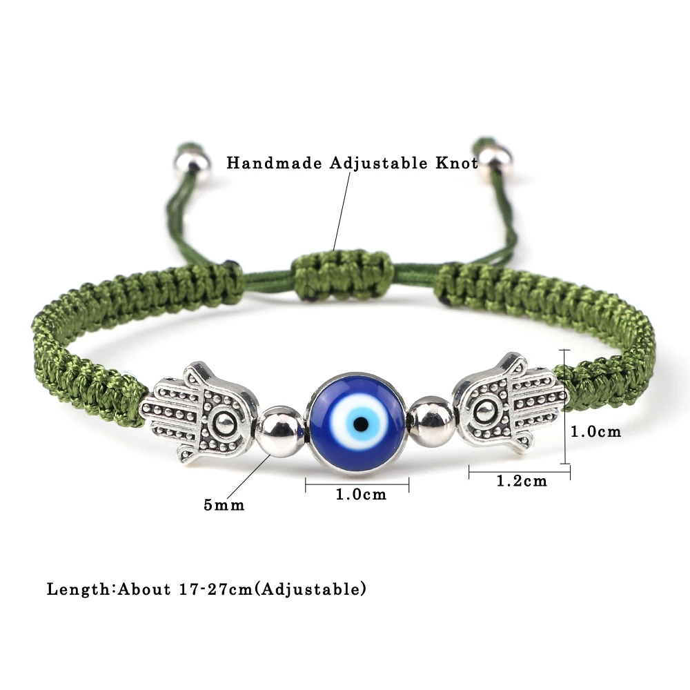 Turkish Evil Eyes Bracelets Hand of Fatima Lucky Red Braided Rope Chain Bracelets For Women Handmade Jewelry