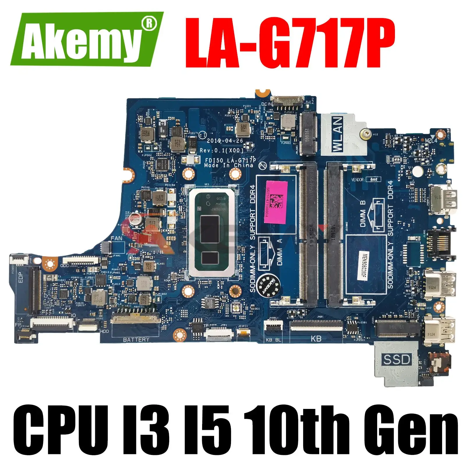 

LA-G717P i3 i5 i7 CPU For Dell Inspiron 3490 3590 3790 5494 5594 Laptop Motherboard M6F40 PV4FF 0CPVR Mainboard 100% Tested ok