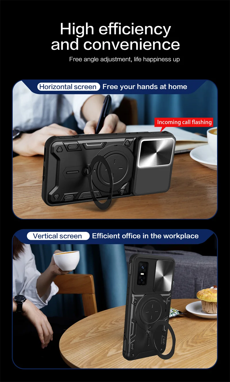 Enhanced Protective Magnetic Ring Stand Armor Back Cover