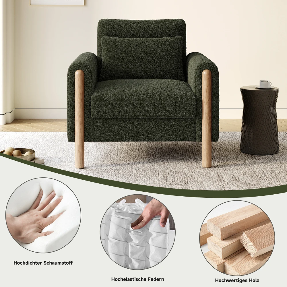 Bequemer, moderner Einzelsessel mit dickem Kissen und weicher Polsterung zum Entspannen im Wohnzimmer – Detail 21