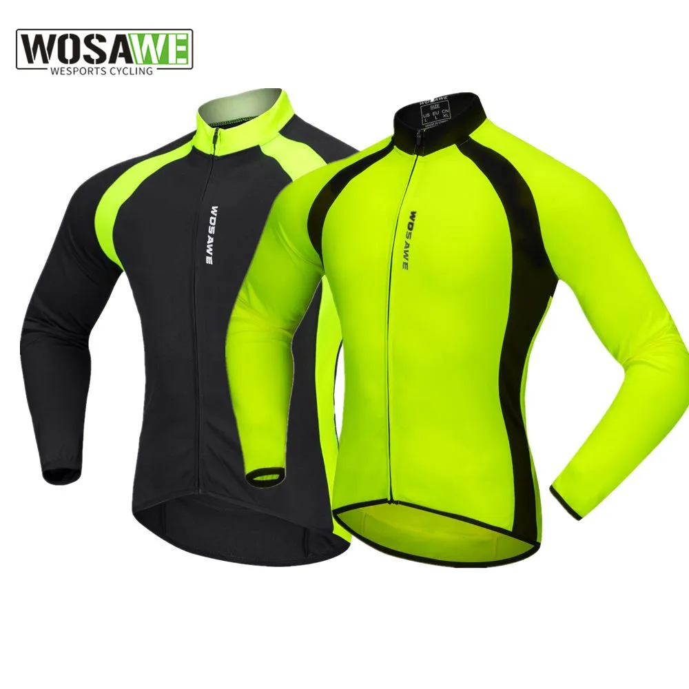 WOSAWE Spring Cycling Jerseys Men Bicycle Sportswear Breathable Cycle Downhill MTB Reflective Long Sleeve Clothing Bike Shirts