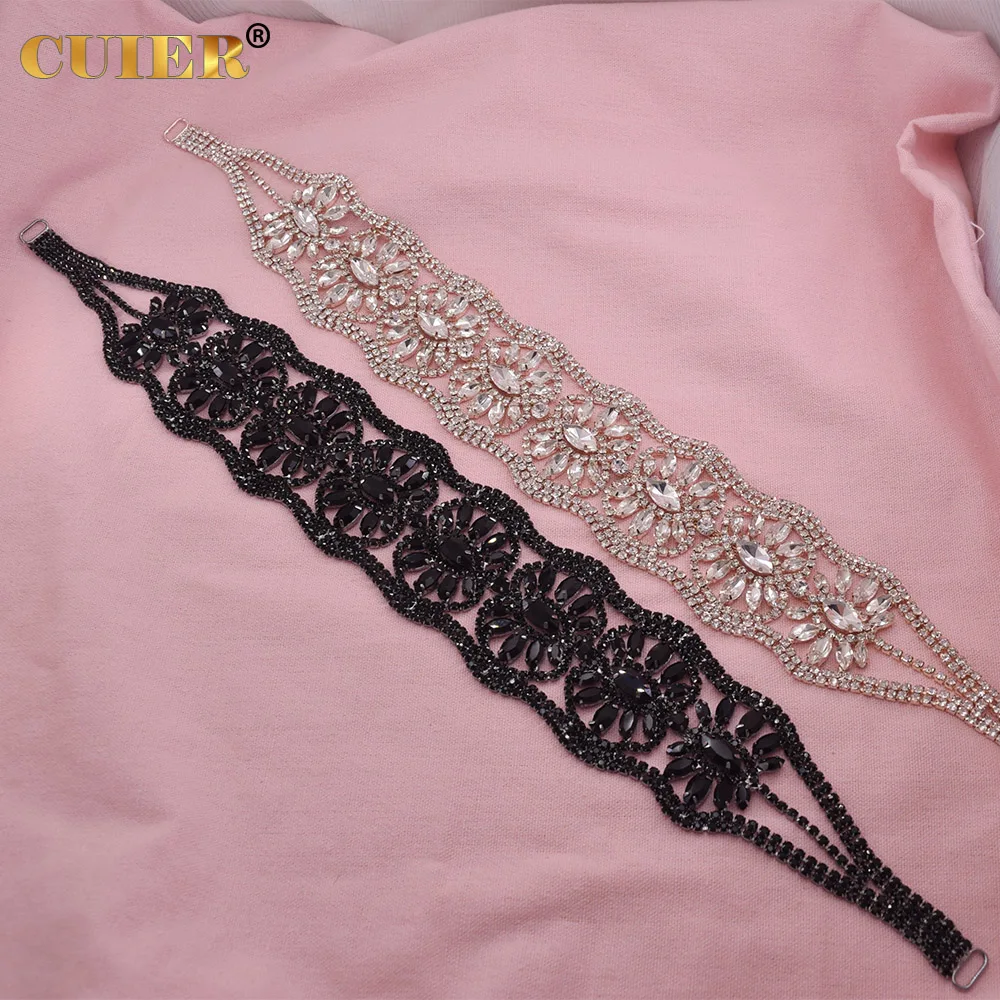 Bridal Waistband Dress Decoration CUIER 16.5" Length Super Long Women belt Rhinestones Crystal Luxury Full Glass Belt Appliques Wedding dress Decorations bridal waistband,bridal dress decoration