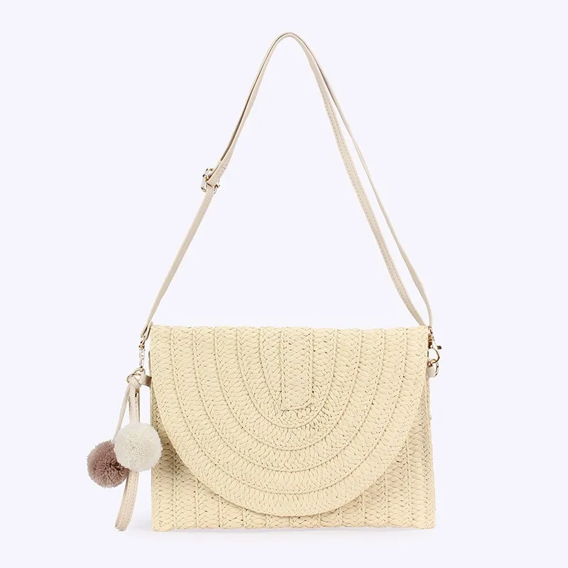 French high-end Western style simple multifunctional handmade woven bag, forest style hollow grass woven bag, beach vacation sho