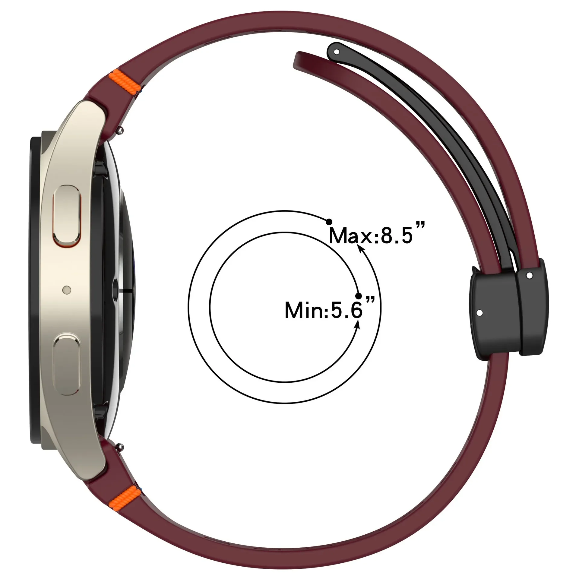 Magnetic Buckle Silicone Watch Band - 20mm Strap with No-Gap Design