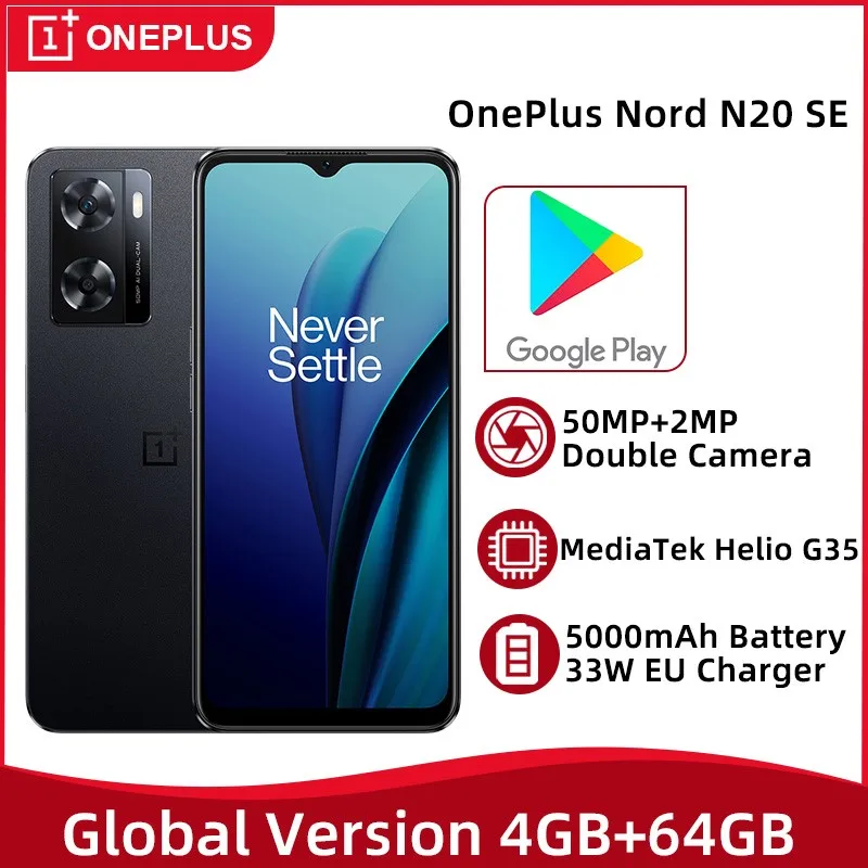  Global Version OnePlus Nord N20 SE 4GB 64GB 6.56'' Display Moible Phone 50MP AI Dual Camera SmartPhone 5000mAh Battery 