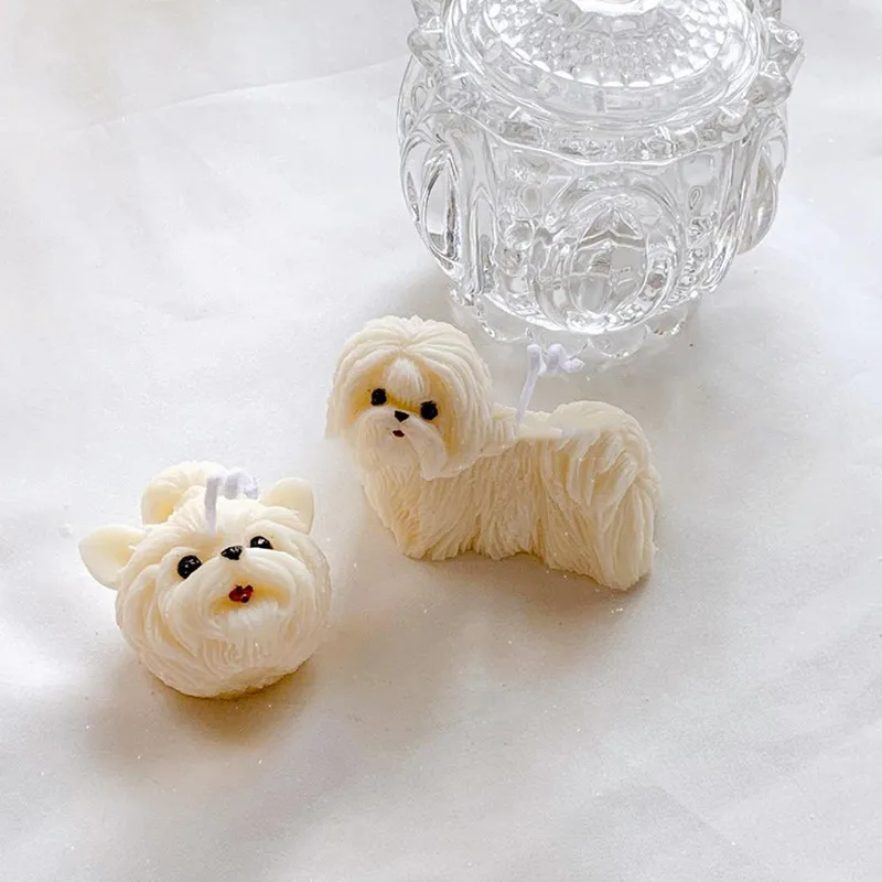 3D Shih Tzu Cute Dog Aromatherapy Plaster Handmade Soap Mold Candle Mold Chocolate Baking Cake Decoration Silicone