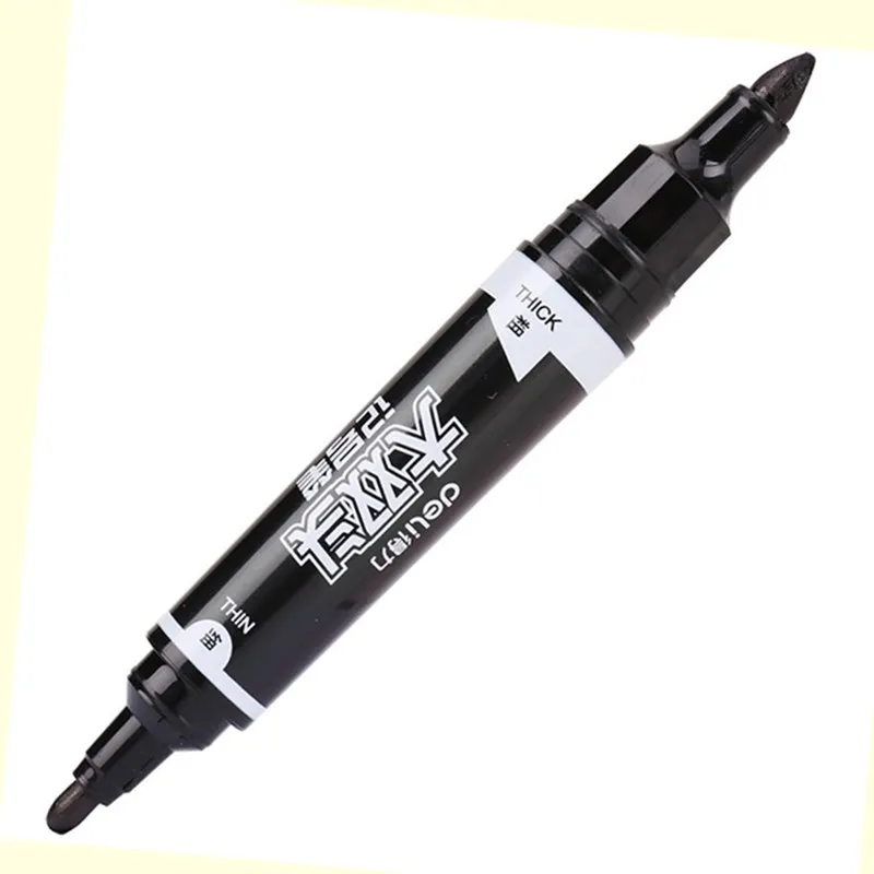 Deli1.5/6mm Big Dual Nip Waterproof Permanent Oil Marker Pen Paint Mark CD Fabric Paper Office School Supply Artist Writing Tool