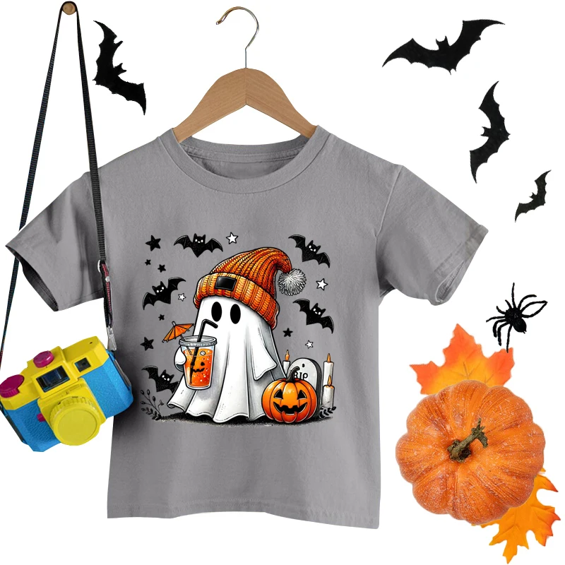 Casual T Shirt, Kids T Shirt, Halloween Print Short Sleeve T-shirt