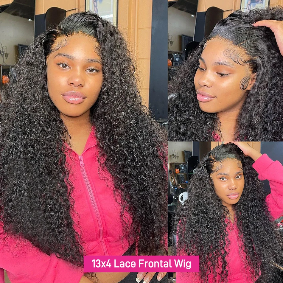 36 38 Inch Deep Wave 13x6 HD Transparent Lace Front Wig 13x4 Curly Lace Front Human Hair Wigs 200 Density For Women PrePlucked human hair wig