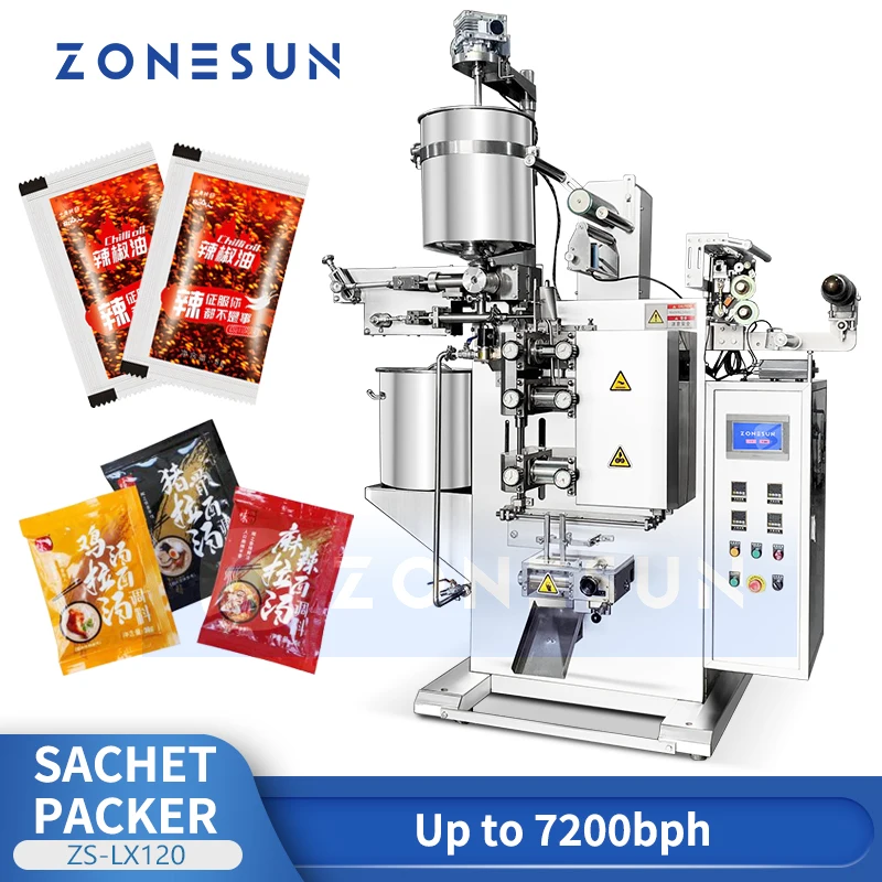 Zonesun Confezionatrice Automatica Per Bustine Vffs Bagger Sauce Pouch Packing Ketchup Chili Paste Filling Equipment Zs-Lx120