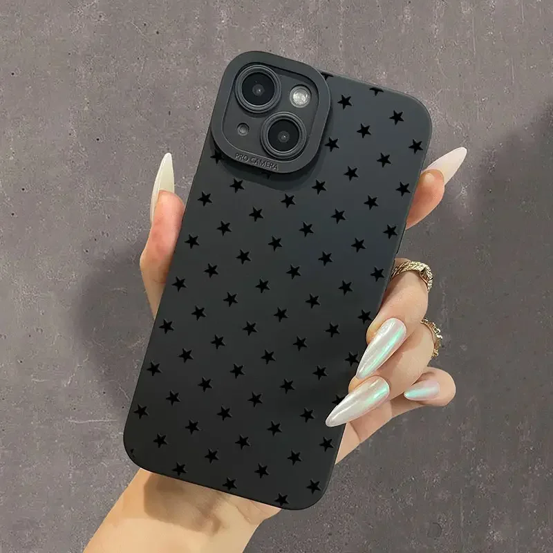 thumbnail image 1 of Funda protectora para teléfono con estrella de cinco puntas para iPhone 16 15 Pro Max 14 13 12 11 XS XR X 7 8 Plus SE 2020 Mini funda suave a prueba de golpes, 1 of 5