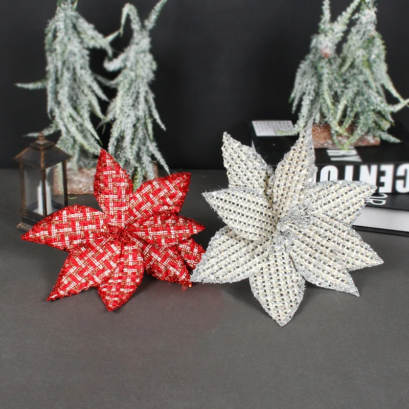 Glitter Christmas Flower Artificial Christmas Tree Decoration New Year Party Home Decoration Fake Flowers Xmas Garland Ornaments christmas decorations