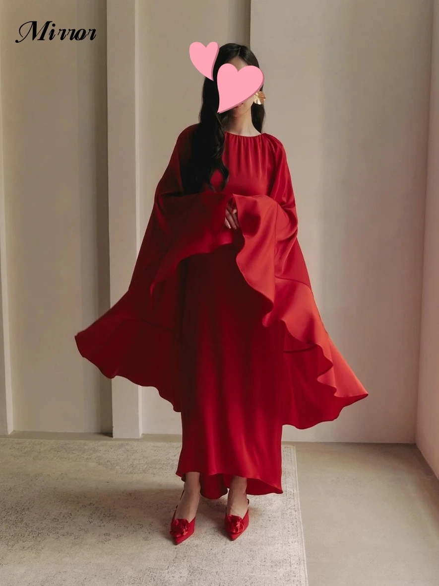 

Элегантное винтажное платье с зеркалом, простое красное шелковое Атласное асимметричное платье на заказ для торжественных случаев, выпускного вечера, вечерние платья