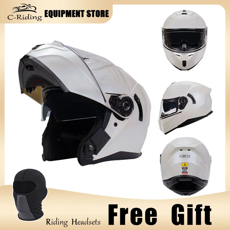 

Men's Motorcycle Helmets Full Face Helmet Modular Dual Lens Flip Up Helmets Four Seasons Motocross Racing Full Cover Safety Cap